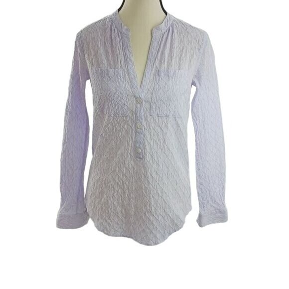 Michael Kors Womens Size XS Blouse Purple Textured Long Sleeve V Neck Top - Picture 1 of 7